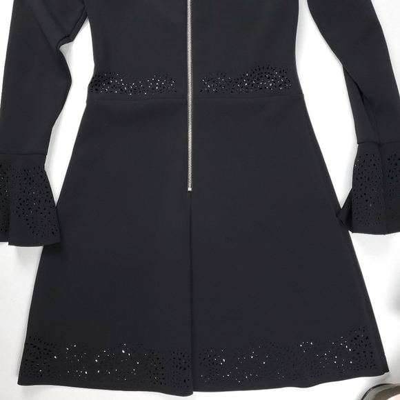 New Parker Black Embroidered Eyelet Bell Sleeve Dress Size Xs - Picture 10 of 14